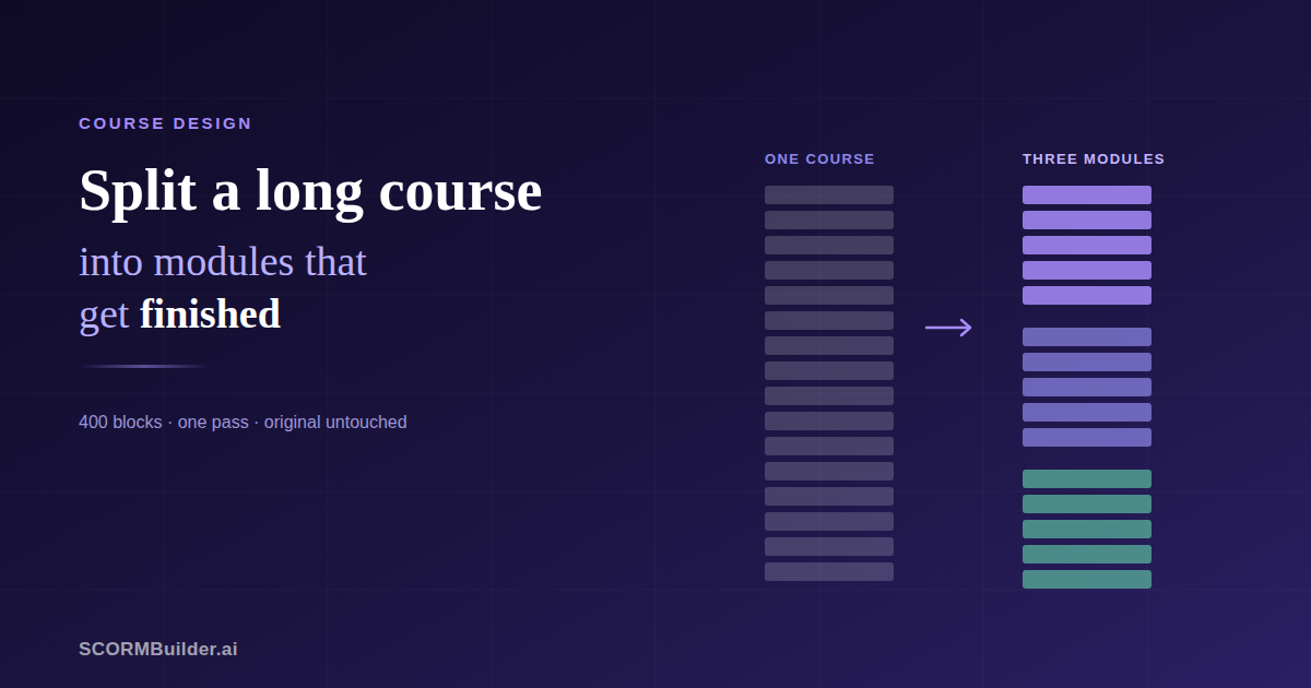 How to Split a Large eLearning Course into Smaller Modules